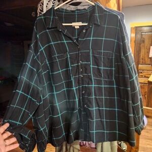 Ava & Viv Black and Teal Checkered Shirt